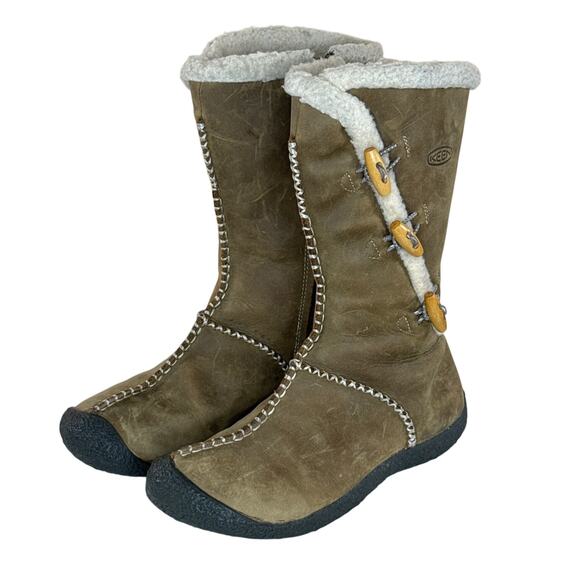 Keen Kaley Nubuck Leather Faux Toggle Closure Sherpa Boots Women’s Size 7 - Picture 1 of 8